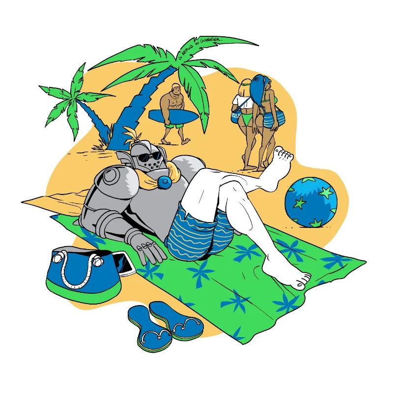 Relaxed Knight on Tropical Beach