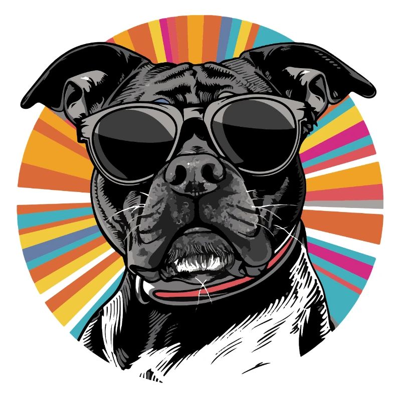 Hund mit Sonnenbrille Retro Patch