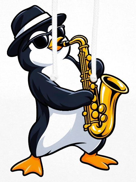 Pinguin mit Saxophon