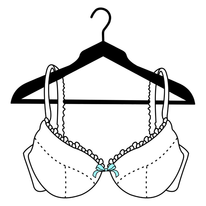 Bra white with blue bow on clothes hanger