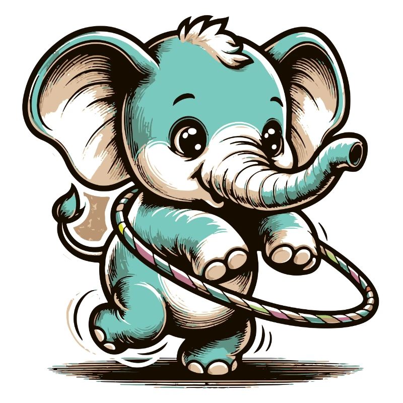 Éléphant de dessin animé mignon avec hubs hula