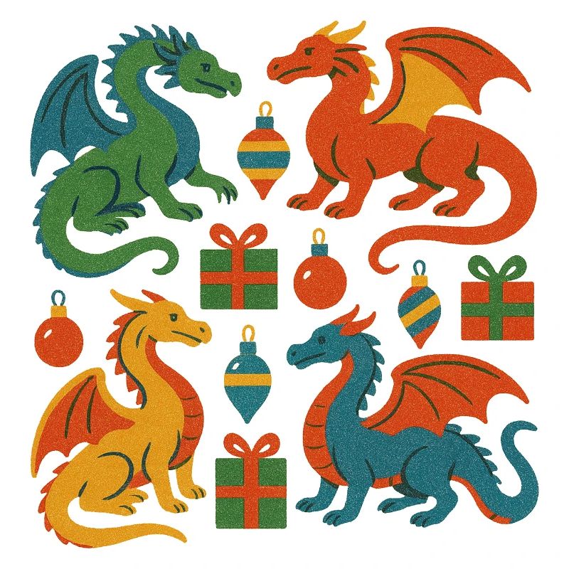 Dragon coloré Noël