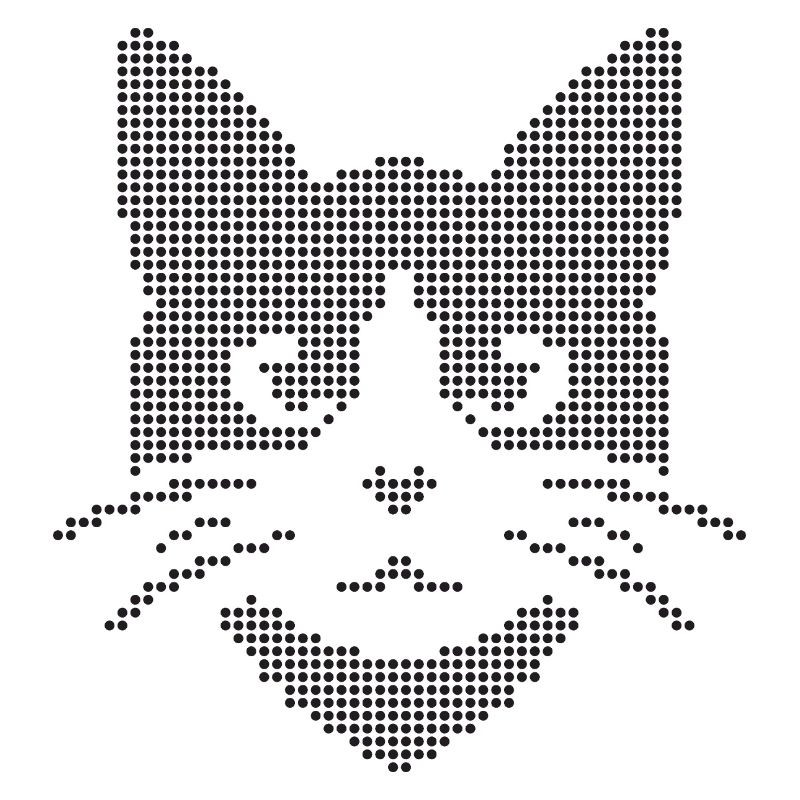 Silhouette de visage de chat à points