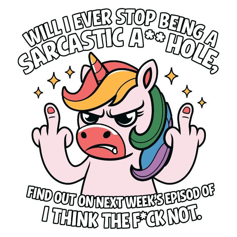 Provokatives Einhorn mit Mittelfinger Sarkasmus
