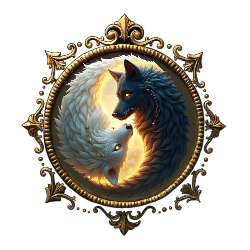 Moon wolves in circle