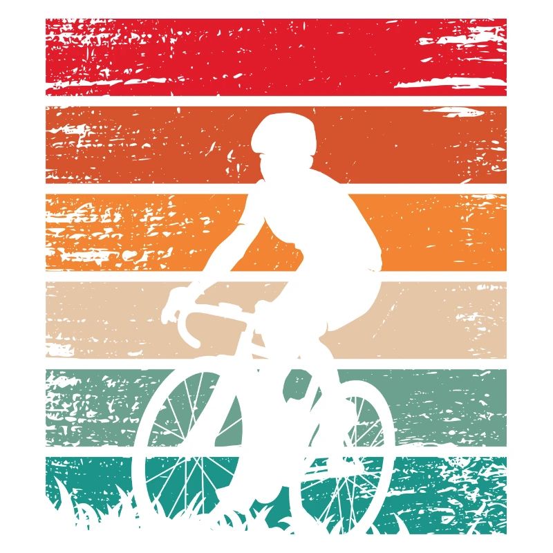 Cycliste rétro coucher de soleil