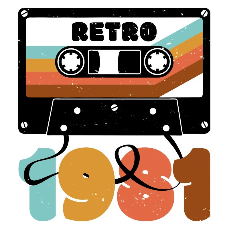 Retro Rainbow 80s Cassette Text