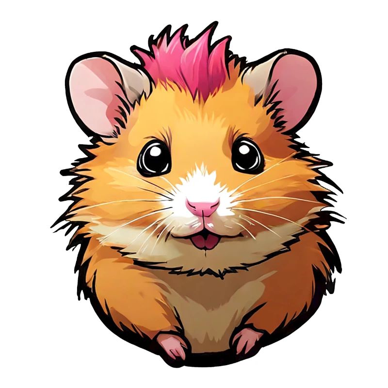 Funny hamster with pink mane