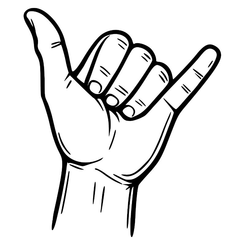 Signe de la main Shaka – Signe de surfeur