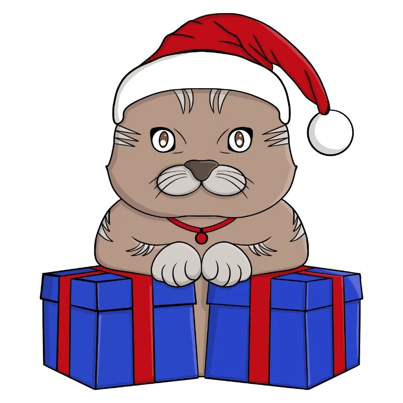 Mignon chat Père Noël