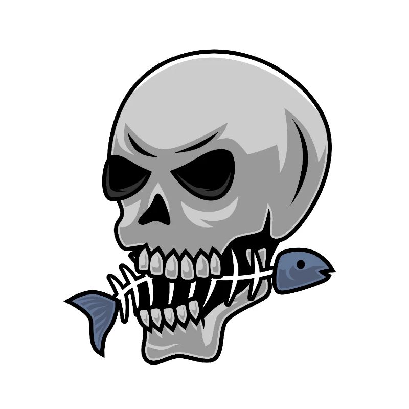 Crâne de pêche avec poisson