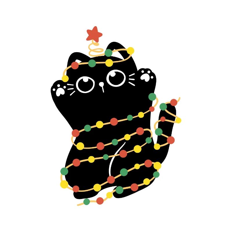 Weihnachtsbeleuchtung Katze