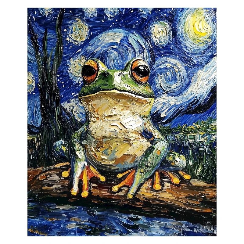 Frog Frogs Van Gogh Style Starry Night