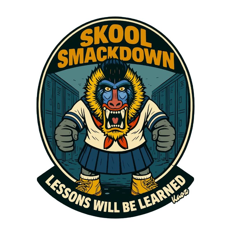Schule Smackdown Primaten Affe Mandrill
