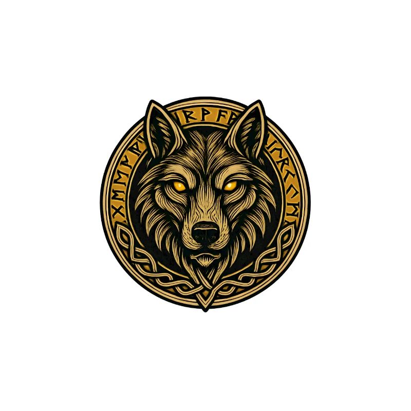 Wolf medallion with rune ring
