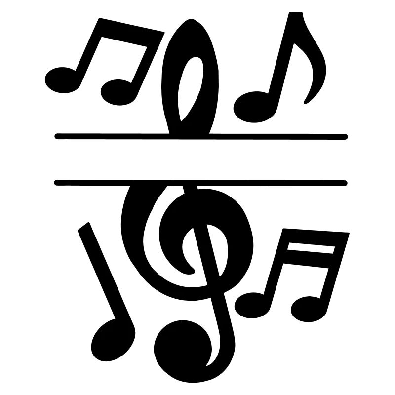 Music notes and key text banner