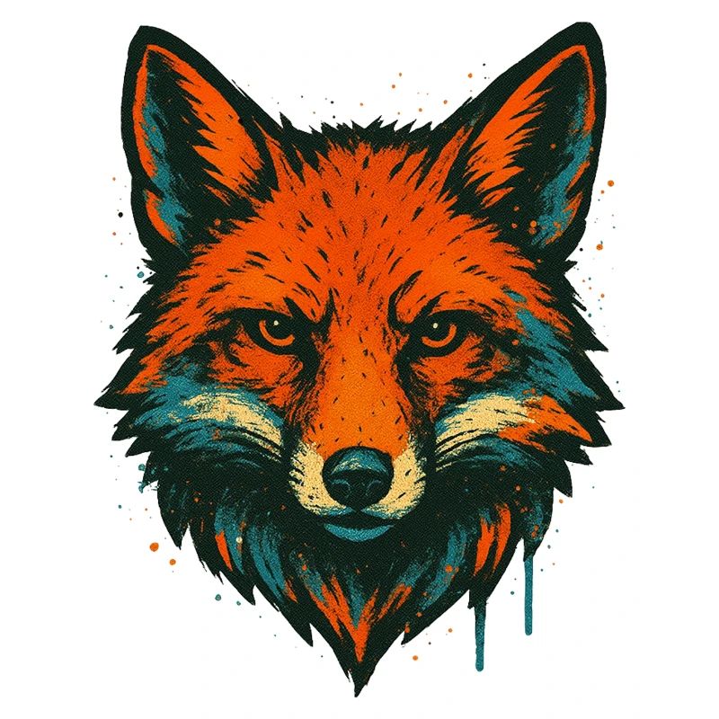 Fuchs im Neon-Graffiti