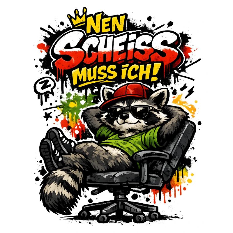 Nen Scheiss muss ich Lustiger Waschbär Spruch 