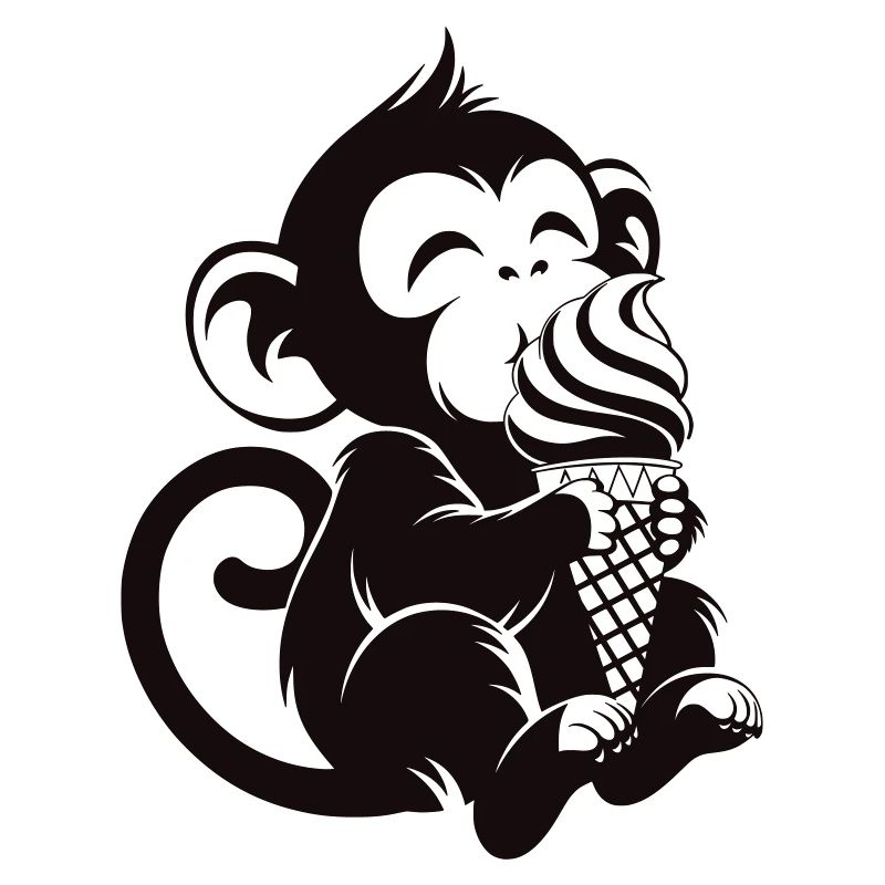 Süßer Affe mit Eis Cartoon