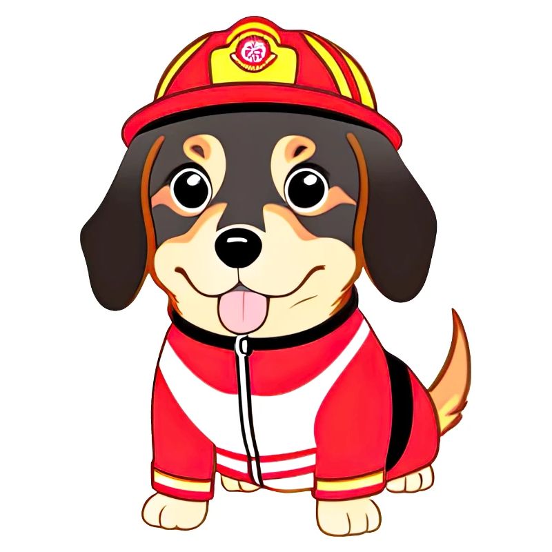 Chiot, chien comme pompier