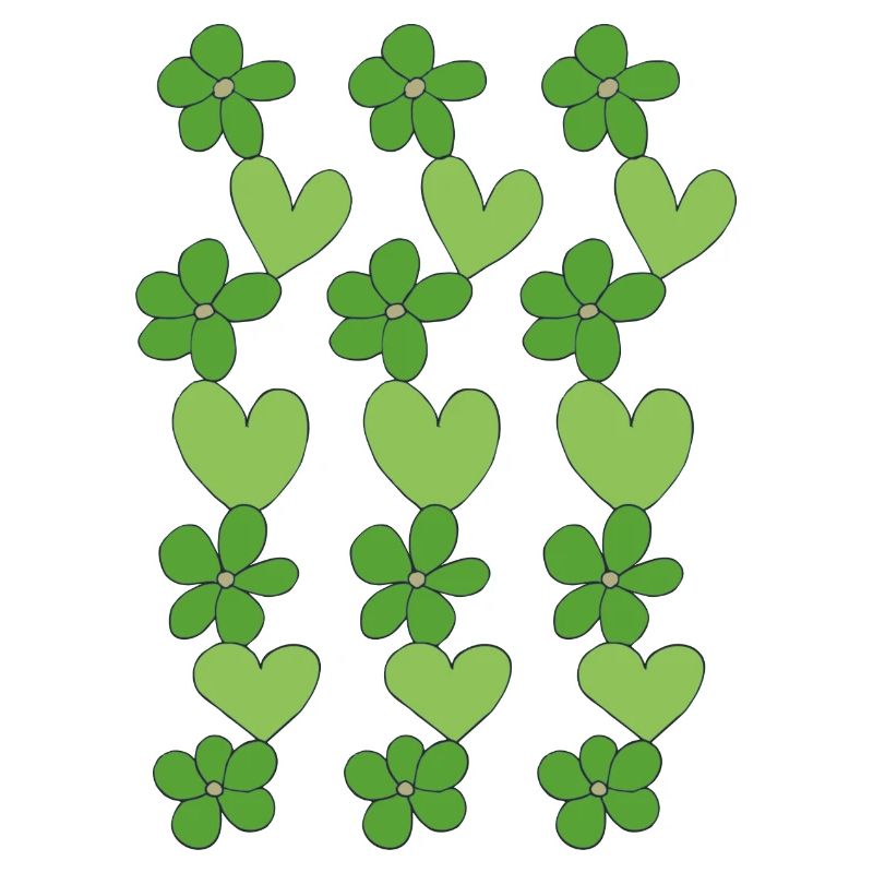 cœurs fleurs vert