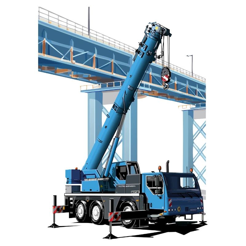 Mobile crane assembles bridge sections