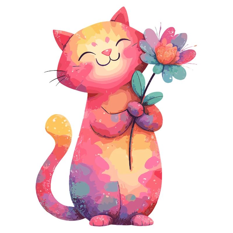 Fleur de chat colorée dans un style aquarelle