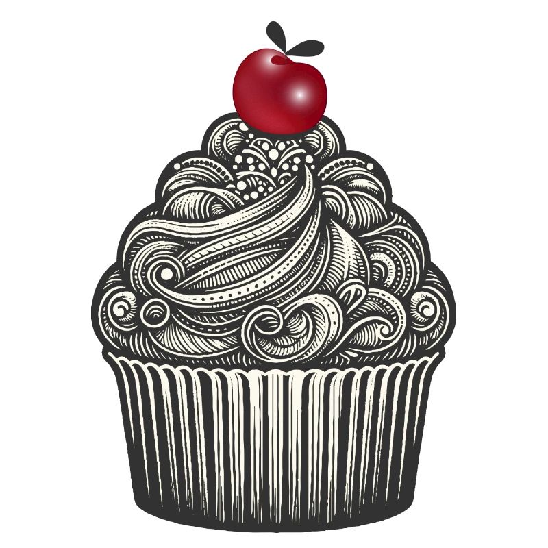 Topping with cherry in cupcake cups