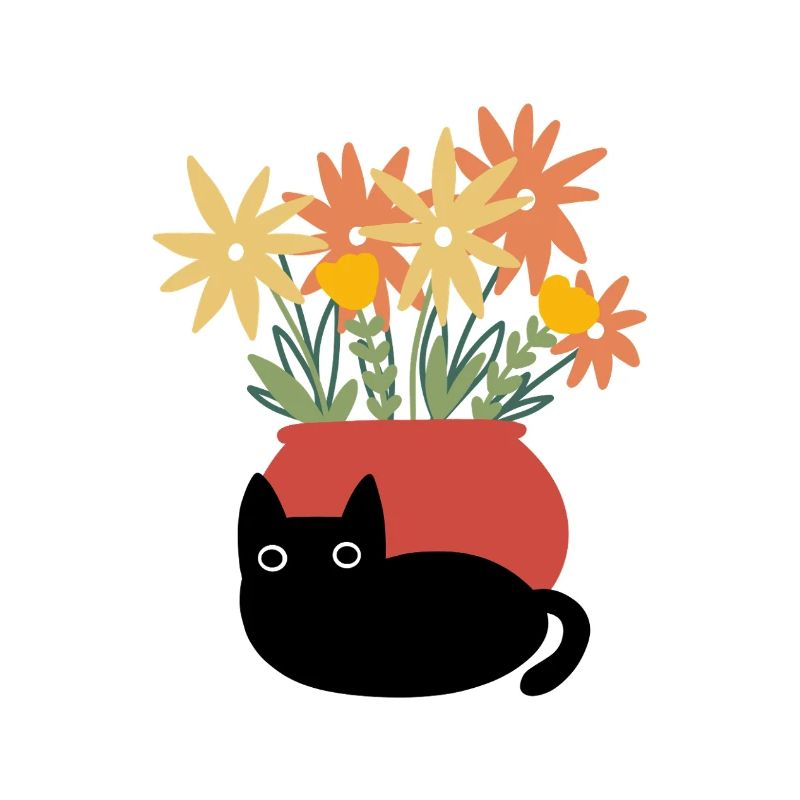 Chat avec vase