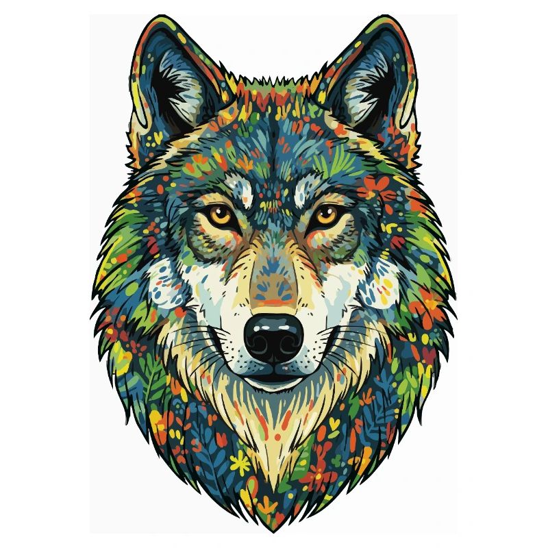 Bunter Wolf mit Blumen