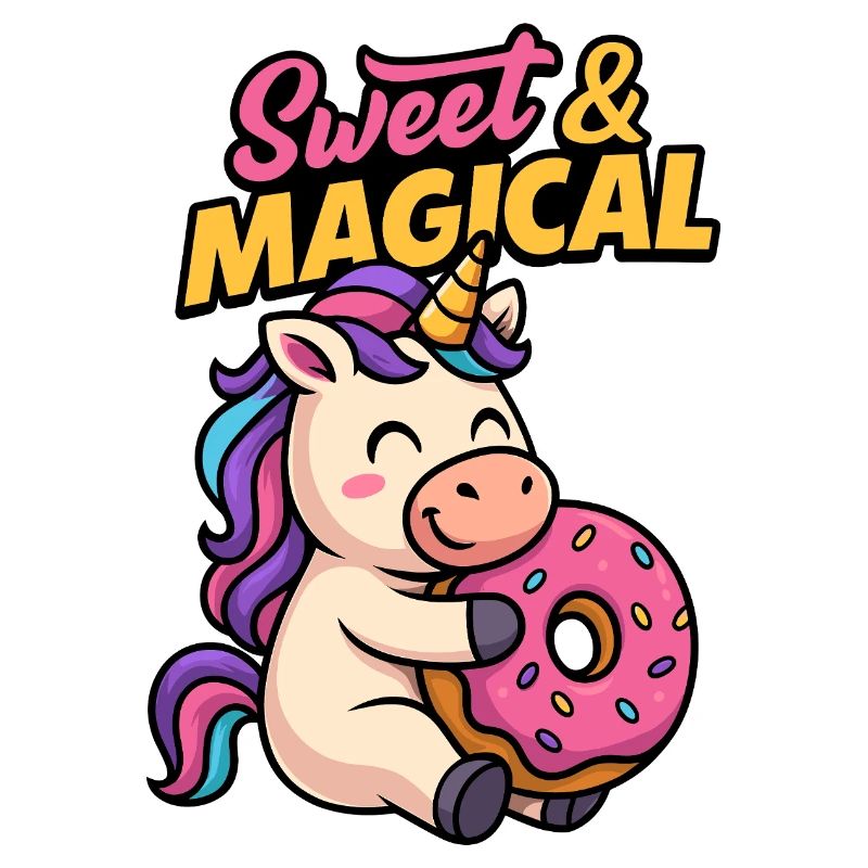 Süßes Einhorn mit Donut