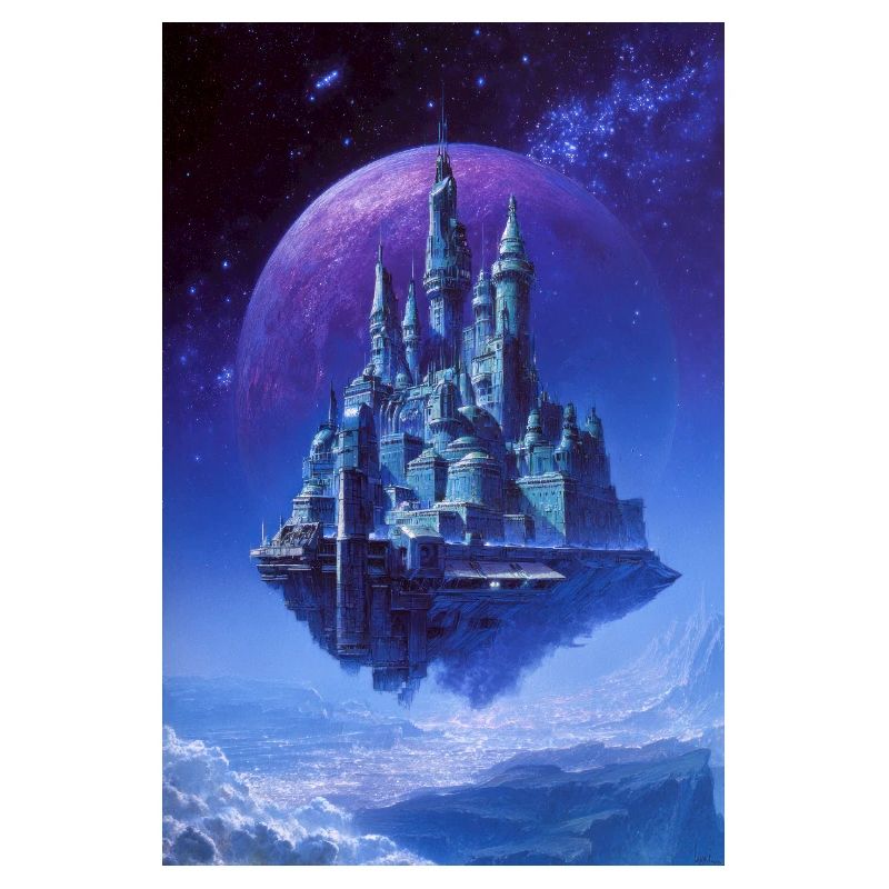 Floating Crystal Castle Above Moon
