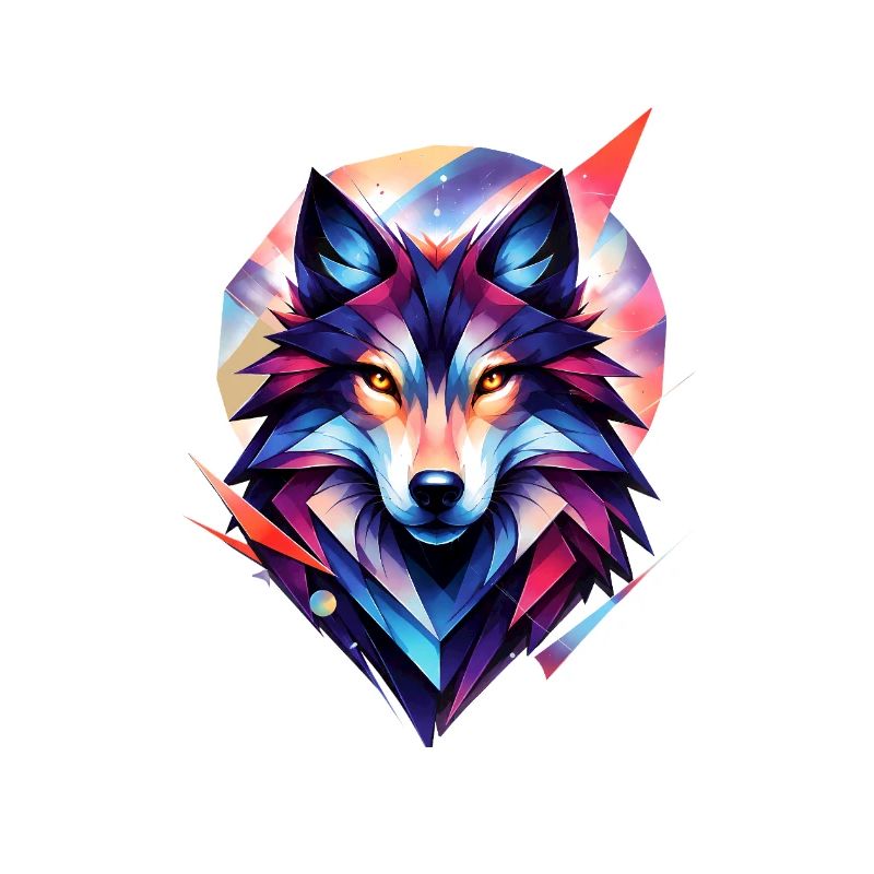 Colorful wolf in modern geometry style