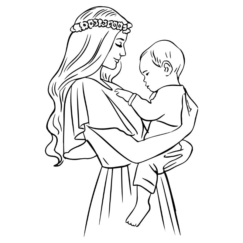 Mutter und Sohn – Schwarze Schablone