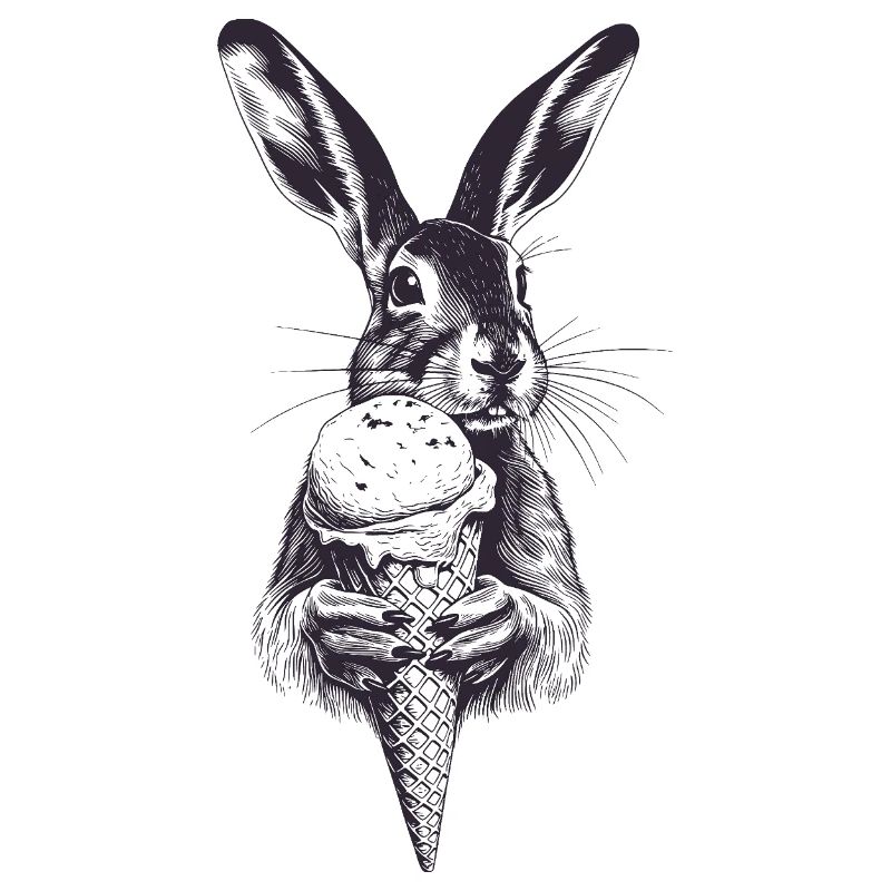 Hase mit Eis Vintage Gravur