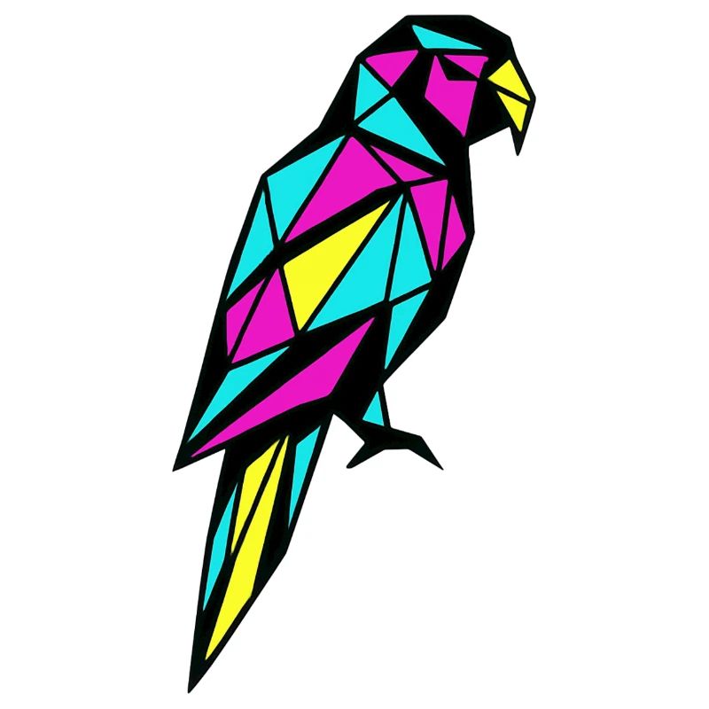 Geometric parrot low poly CMYK bird