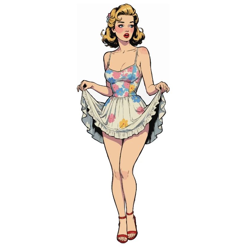 Pin-up-Mädchen im Sommerkleid