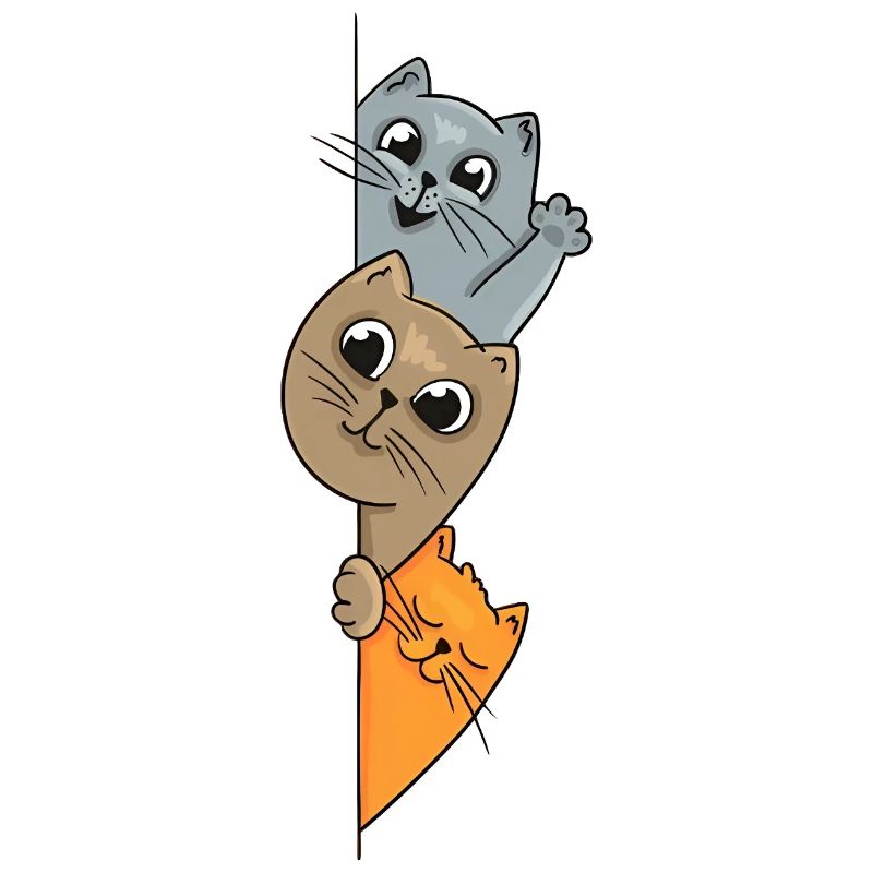 Playful Cartoon Cats on Vertical Split