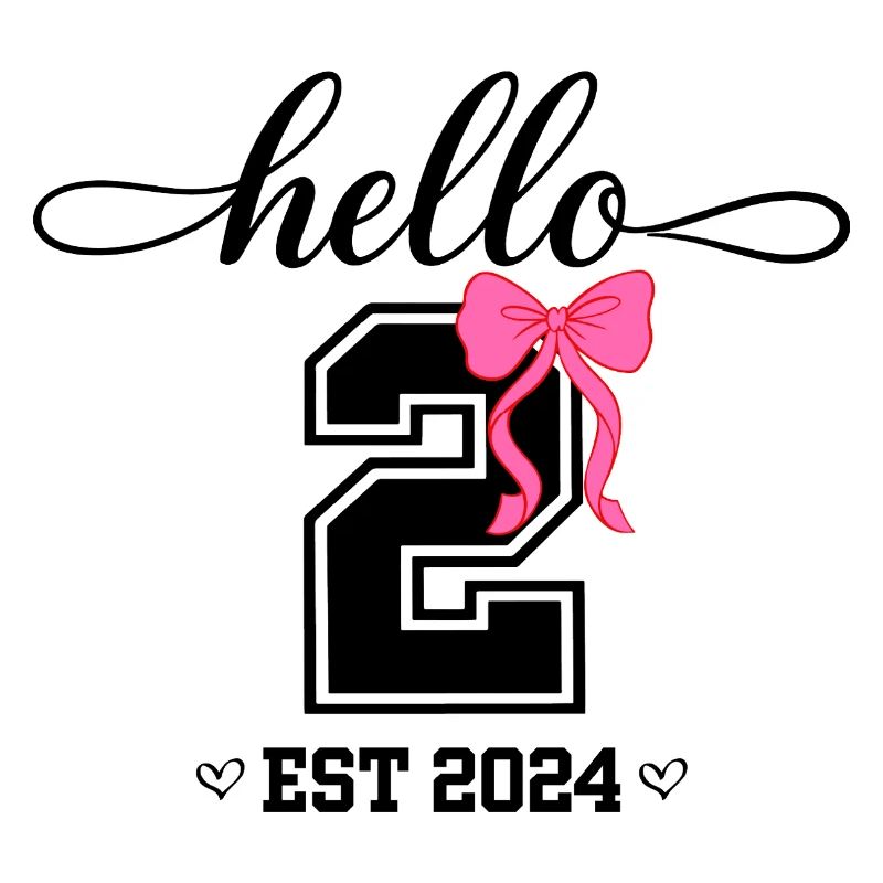Hello 2 Est 2024 Pink Bow Design