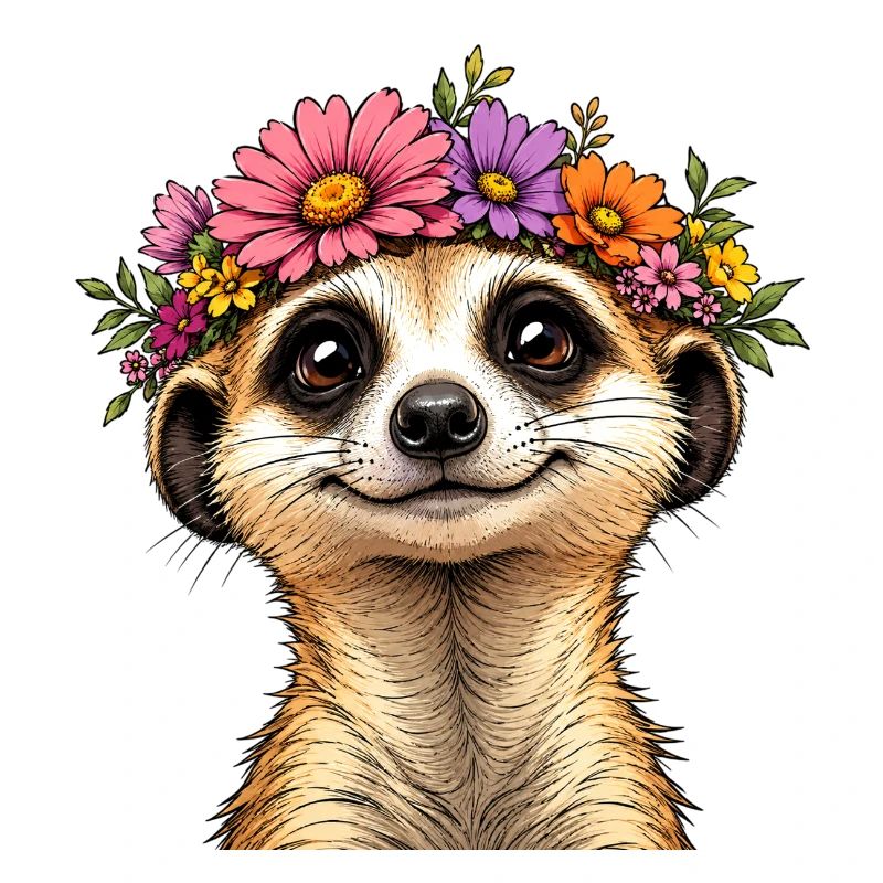 Erdmännchen mit Blumenschmuck 