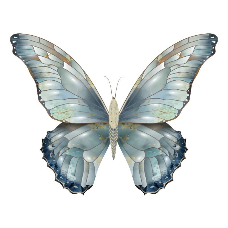 Papillon dans de délicates nuances de bleu peint à la main