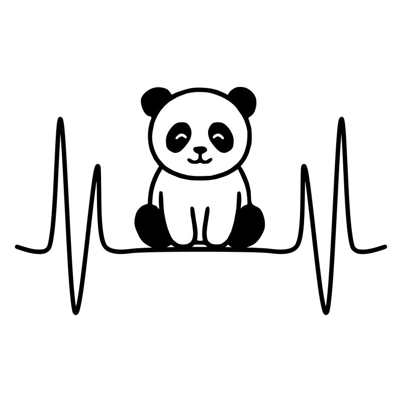 Panda Heartbeat Line Motif