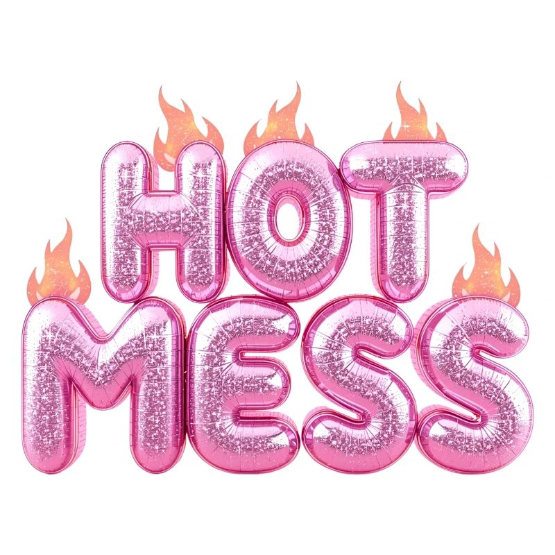 Hot Mess Pink 3D Bubble Typography