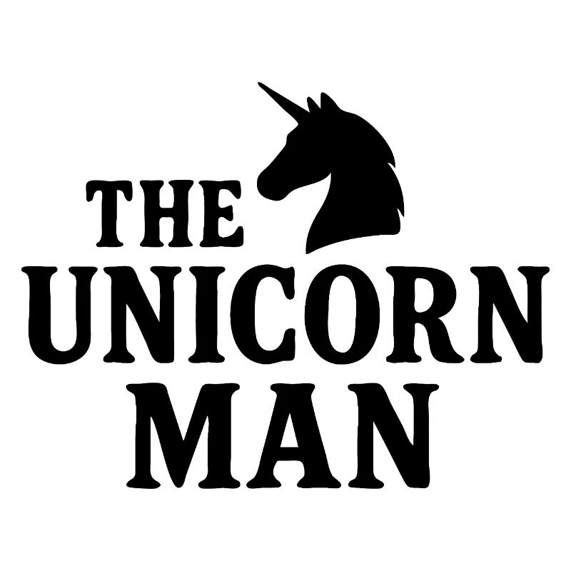 The Unicorn Man Bold Text Design with Sharp Horn