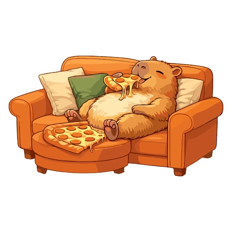 Capybara Sofa Pizza Relaxed Relax Motif