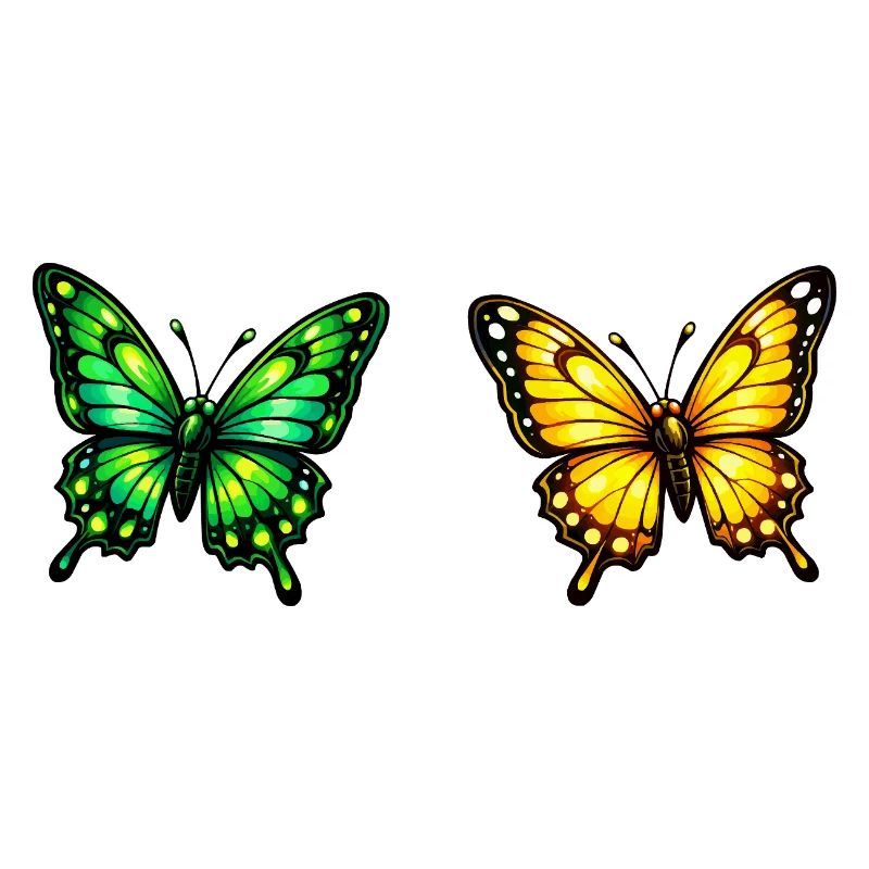 Papillons vivants : vert et jaune