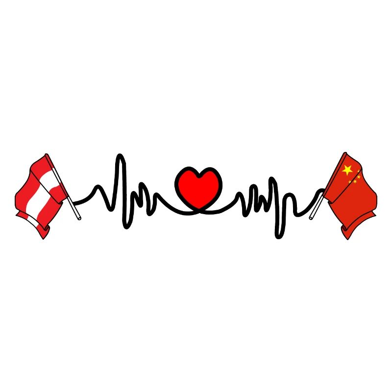 Cardio heart Drapeau Autriche, drapeau Chine
