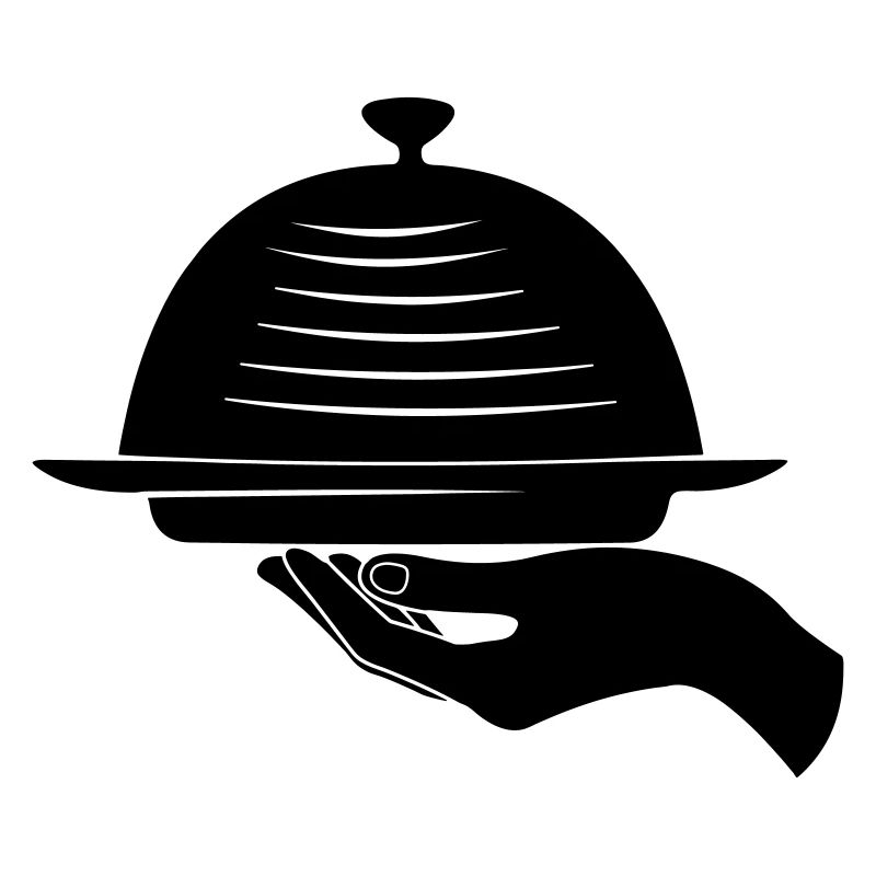 Main de serveur avec repas