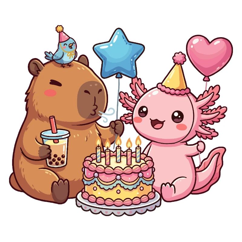 Capybara Axolotl Vogel Geburtstagsparty