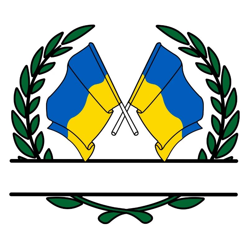 Drapeaux Ukraine bannière couronne de laurier